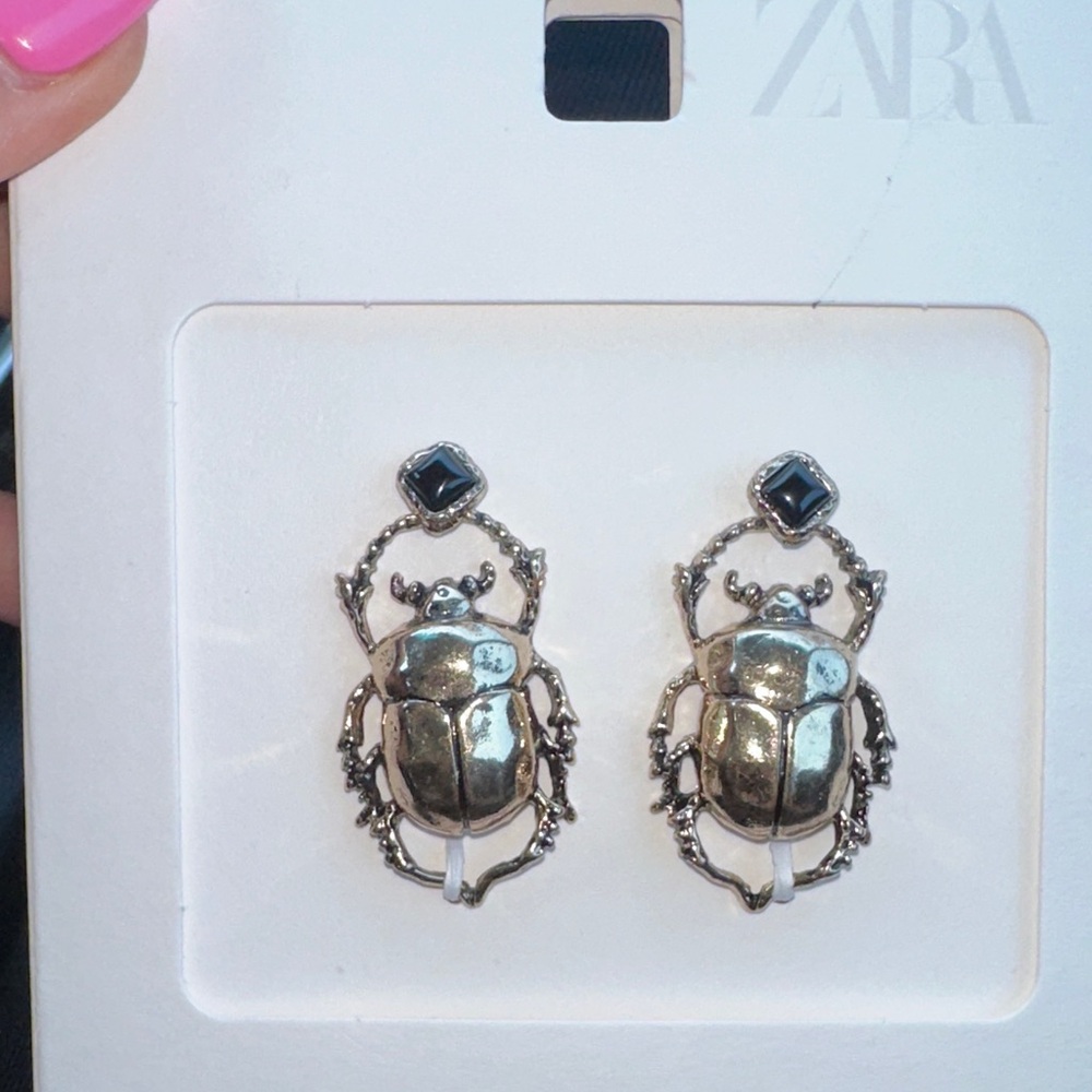 Zara Gold and Black Statement Maxi BEETLE Earrings SOLD OUT